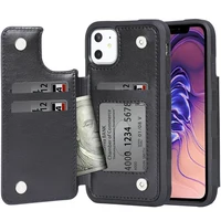 

Ultra Slim Card slots Leather Mobile Phone Back Case for iPhone 11 with Kickstand