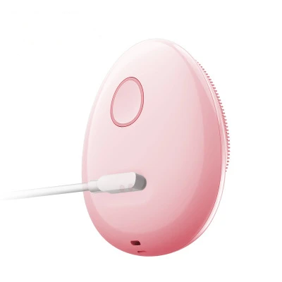 

New Waterproof Mini Face Cleanser Electric Facial Cleansing Brush Spin Scrubber Silicone Sonic Face Cleaner Deep Pore Brush, Pink/gray