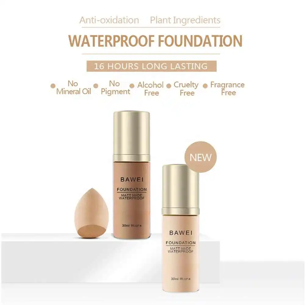 

Cosmetics Manufacturers OEM Brush Waterproof Natural Concealer Face Makeup Beauty Vegan Foundation, 10 colors