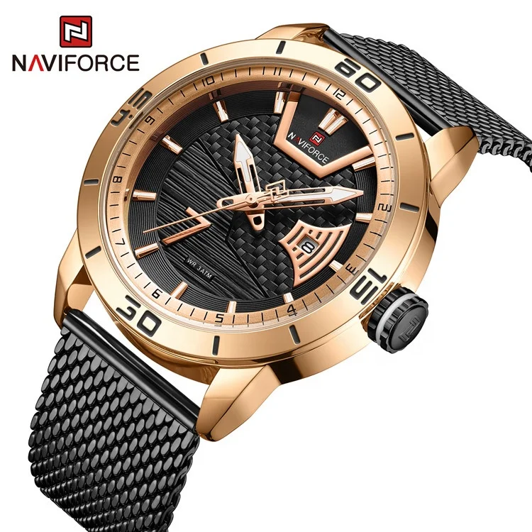 

Naviforce NF9155A Fashion Quartz Sport Watch Top Brand Blue Stainless Steel Casual Waterproof Wristwatch for Men Clock Relogio
