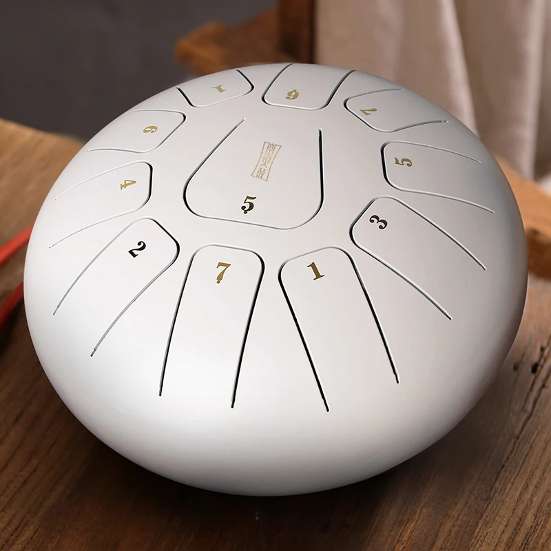 

Hand Held Drum 10 Inch 11 Notes Square Steel Tongue Drum Handpan Instrument, Gold, green, navy blue, red, white, etc