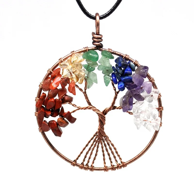 product-Blue-Vein Stone Necklace, Handmade Family Birthstone Tree Necklace-BEYALY-img