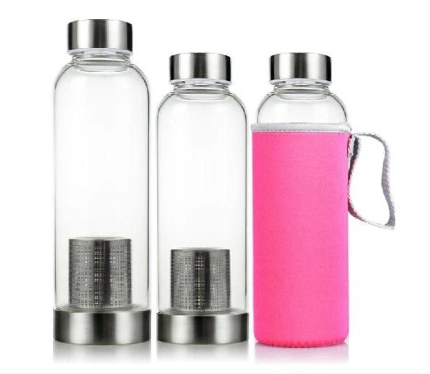 

Mikenda 420/550ML My Sport Portable Real Borosilicate Glass Cup Water Bottle filter Tea Travel Mug With Infuser