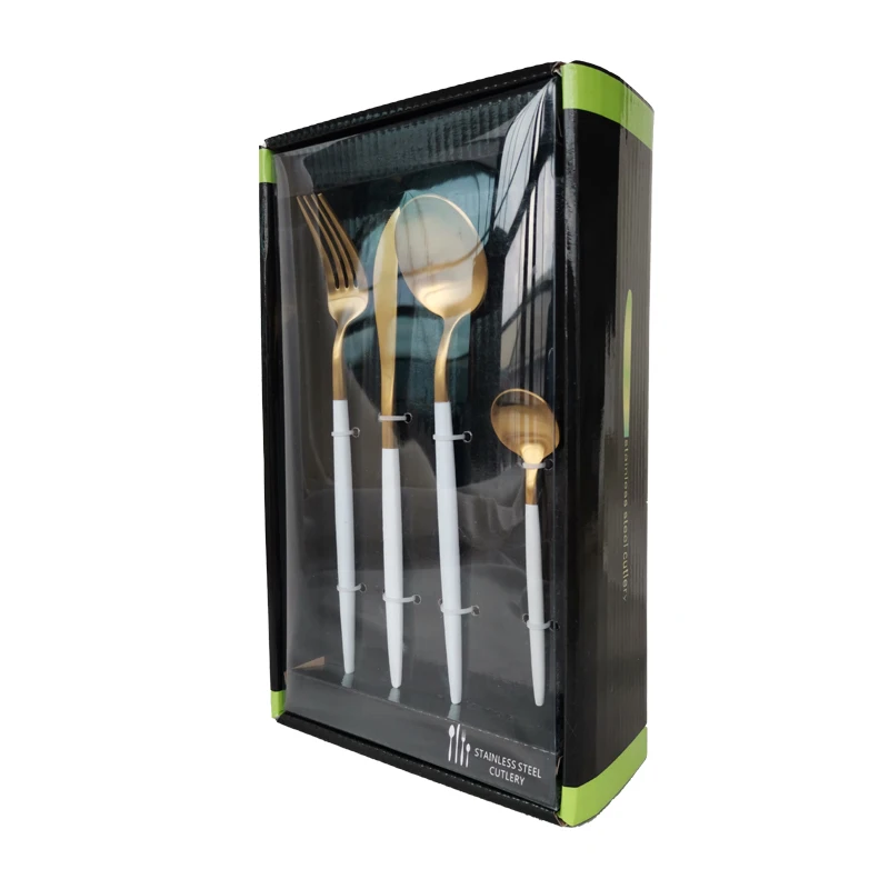 

TOP quality stainless steel 16 or 24pcs gold plated silverware flatware cutlery set, Gold white