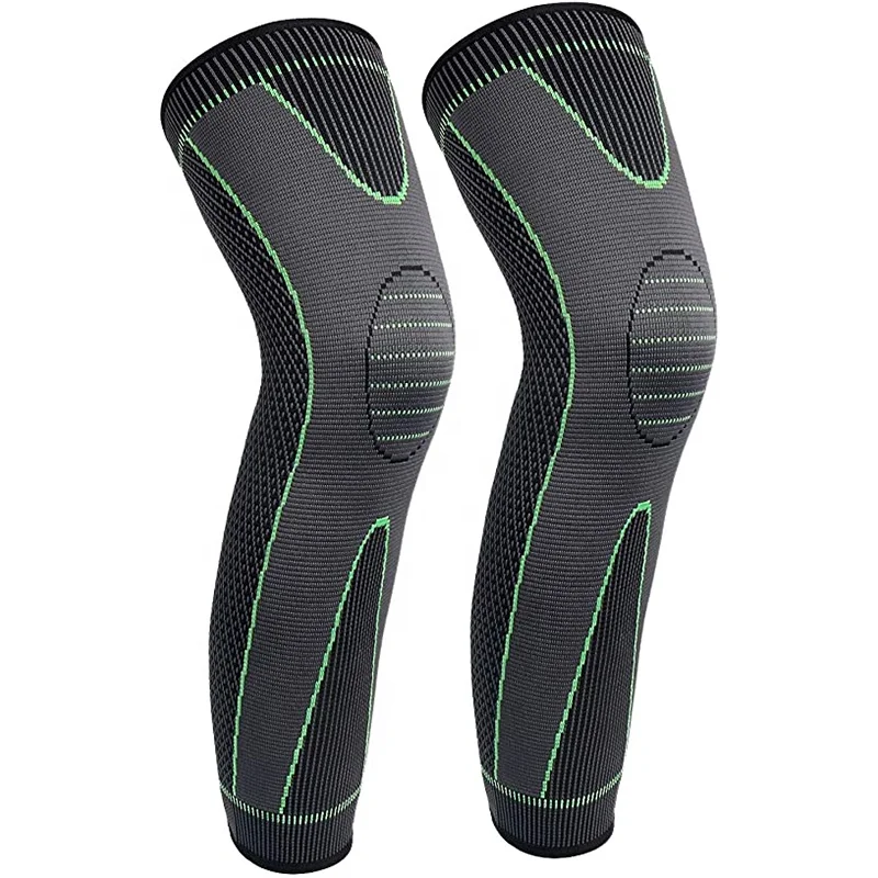 

1pcs Full Leg Sleeve Long Compression Knee Brace Protect Leg for Men and Women, for Basketball, Arthritis Cycling Sport Football, Black green