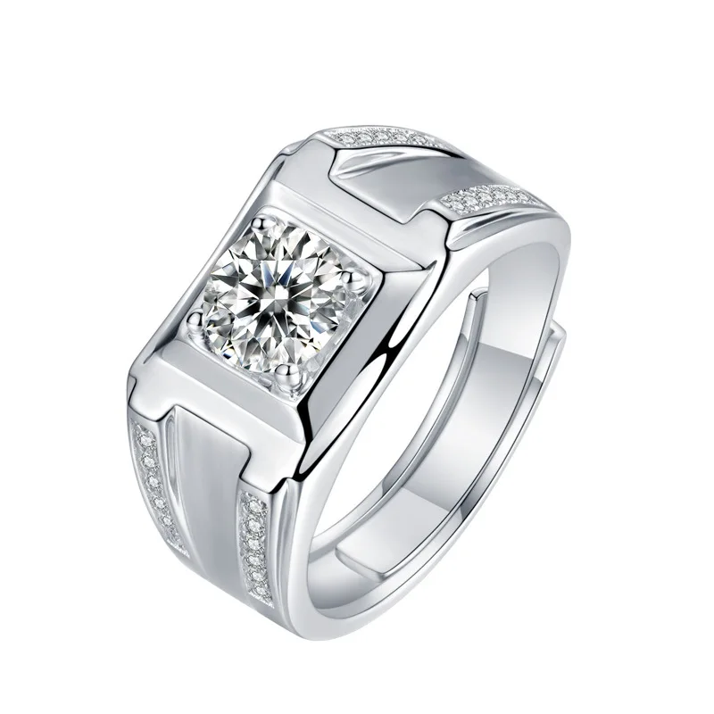 

Wholesale 1ct D VSS1 Moissanite Rings 925 Sterling Silver Men's Ring S925 Jewellery Engagement Wedding Rings for Men