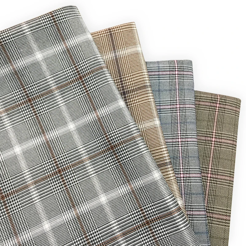
fashion check style polyester viscose quality suit fabric 
