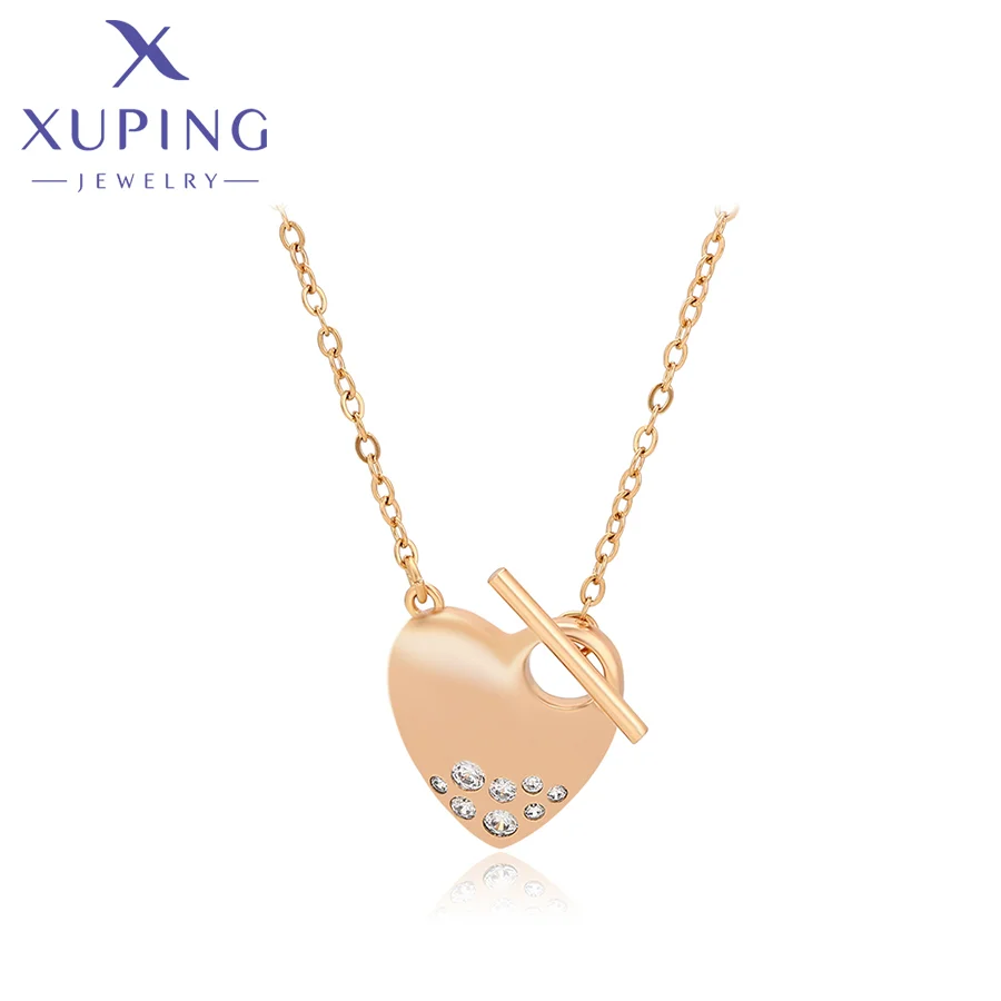 

S00130470 Xuping Jewelry Elegant Fashion Jewelry Necklaces Exquisite Diamond 18K Gold Color Heart Style Charming Women necklace