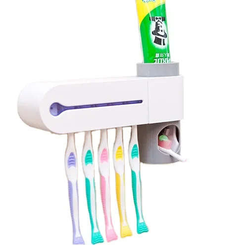 

Amazon hot sell Wall Mounted Automatic Toothpaste Dispenser Toothbrush UV Sterilizer, White