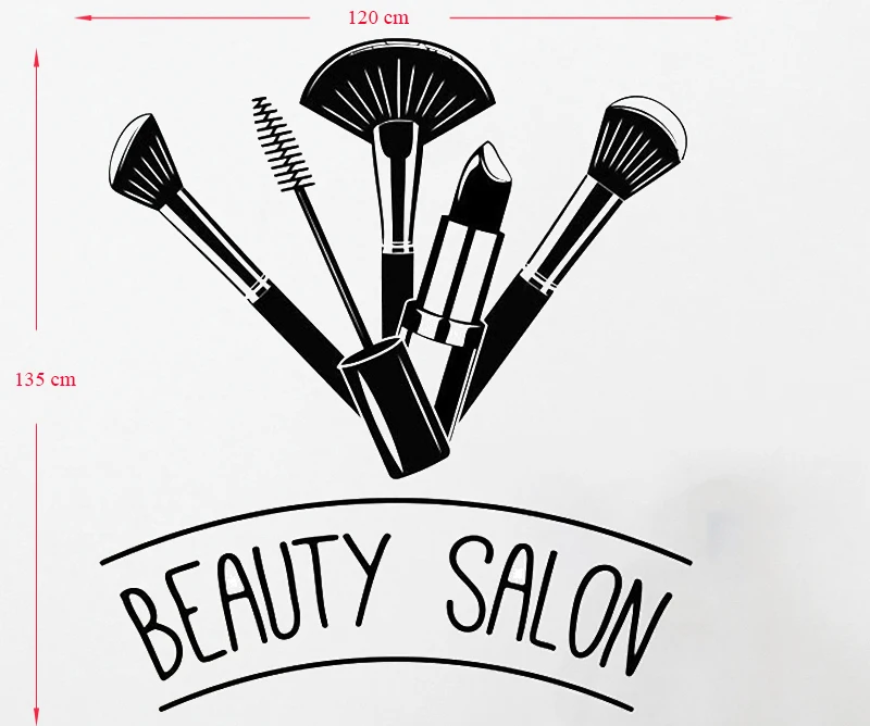 Beauty Salon Wall Decal Makeup Brush Tools Lipstick Beauty Salon Wall Decal Lashes Wall Decor 1134re
