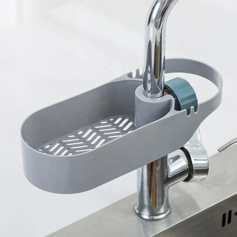 

Multifunctional Kitchen Sink Drain Basket Rack Faucet Storage Hanging Sink Caddy Sponge Soap Holder Shelf, Blue, grey, pink