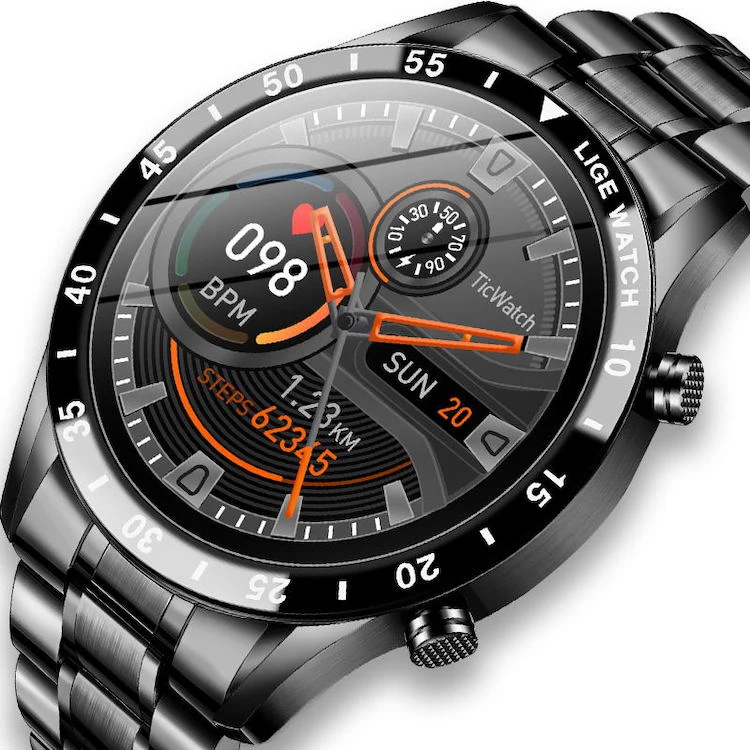 

New 2021 Lige M8 Watch 1.3 Inch High-Definition Round Screen Luxury Mens Watches BT Calls Stainless Steel Lige-M8 Smartwatch