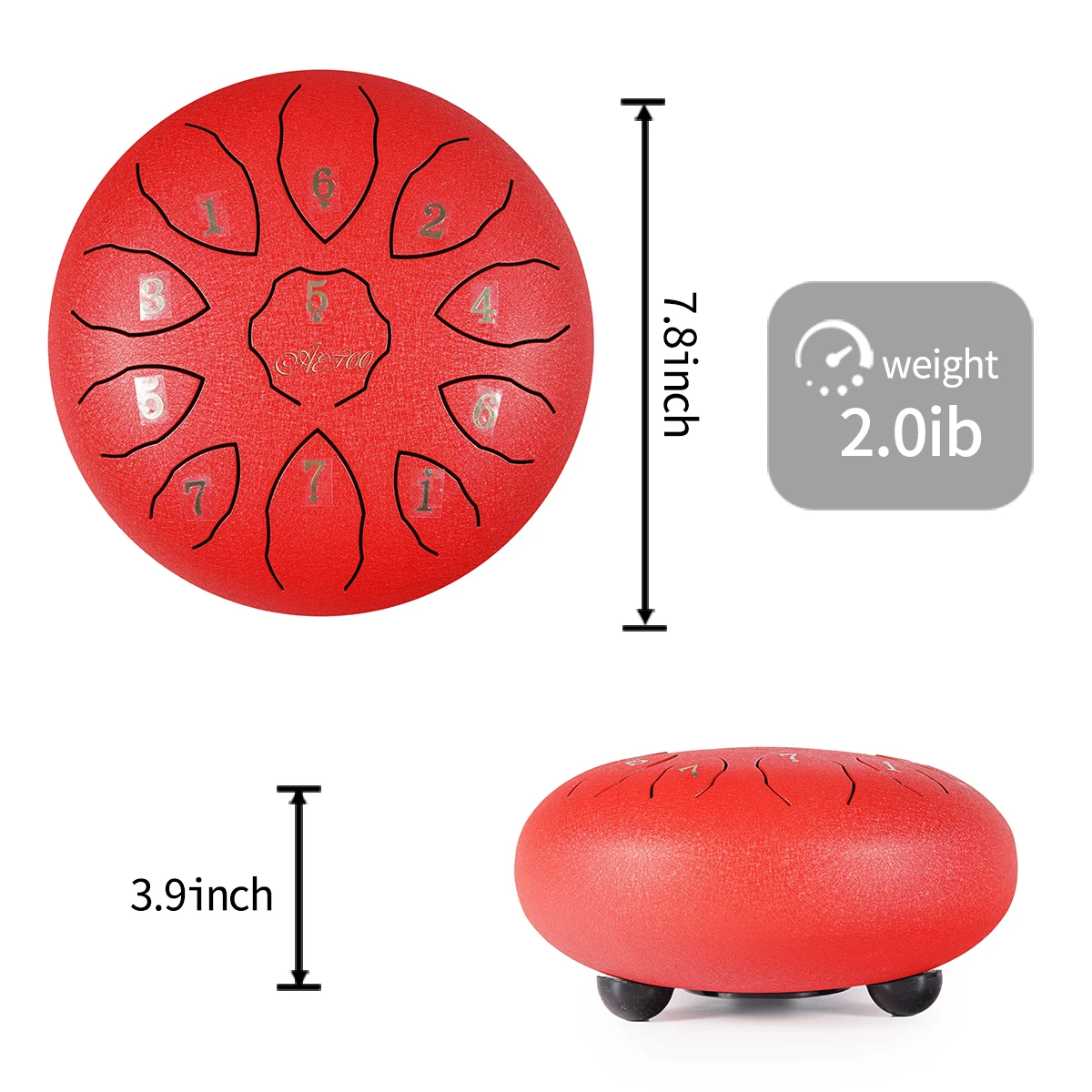 

hot sell Children Beginners 6-8 inches Lotus Worry-free Drum Steel Tongue Drum Ethereal Drum, Red