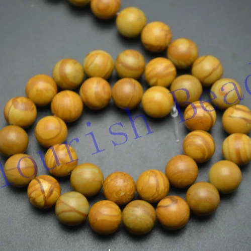 

Natural Yellow Wood Veins Jasper Stone Round Loose Beads 4mm 6mm 8mm 10mm 12mm