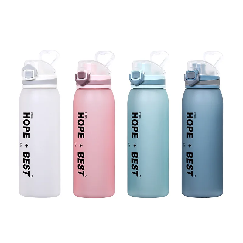 

Fitness frosted outdoor water cup sports bottle lock tritan cup bouncing water bottle plastic space cup, Gray,blue,pink,white
