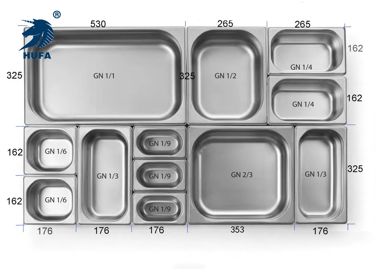 Full Size Stainless Steel Gastronorm Pan Hotel Buffet Gastronorm Food Pans/Metal Food Containers