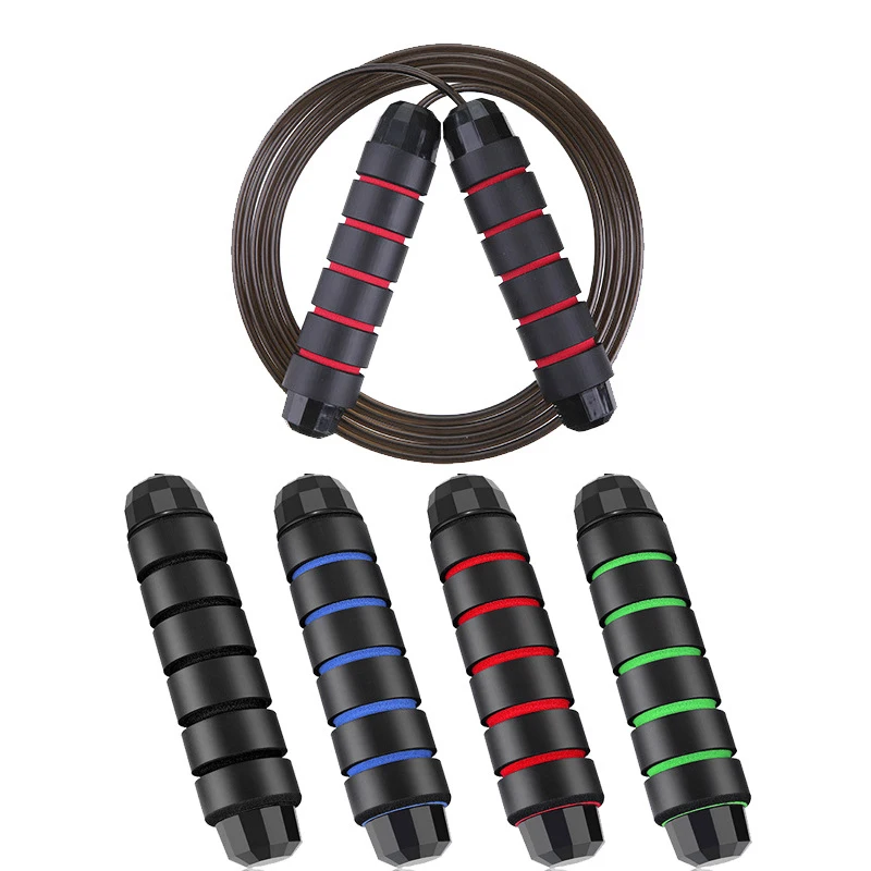 

New Professional high Quality black jump rope skipping weighted steel skipping rope, Black, black red, black green, black blue
