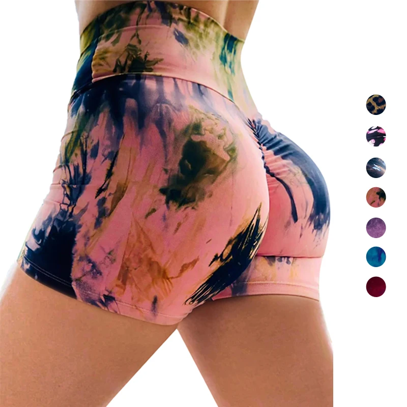 

2021 New Arrival Women's Summer Gym Yoga Shorts Miqi Apparel High Waist Tie Dye Sport Shorts