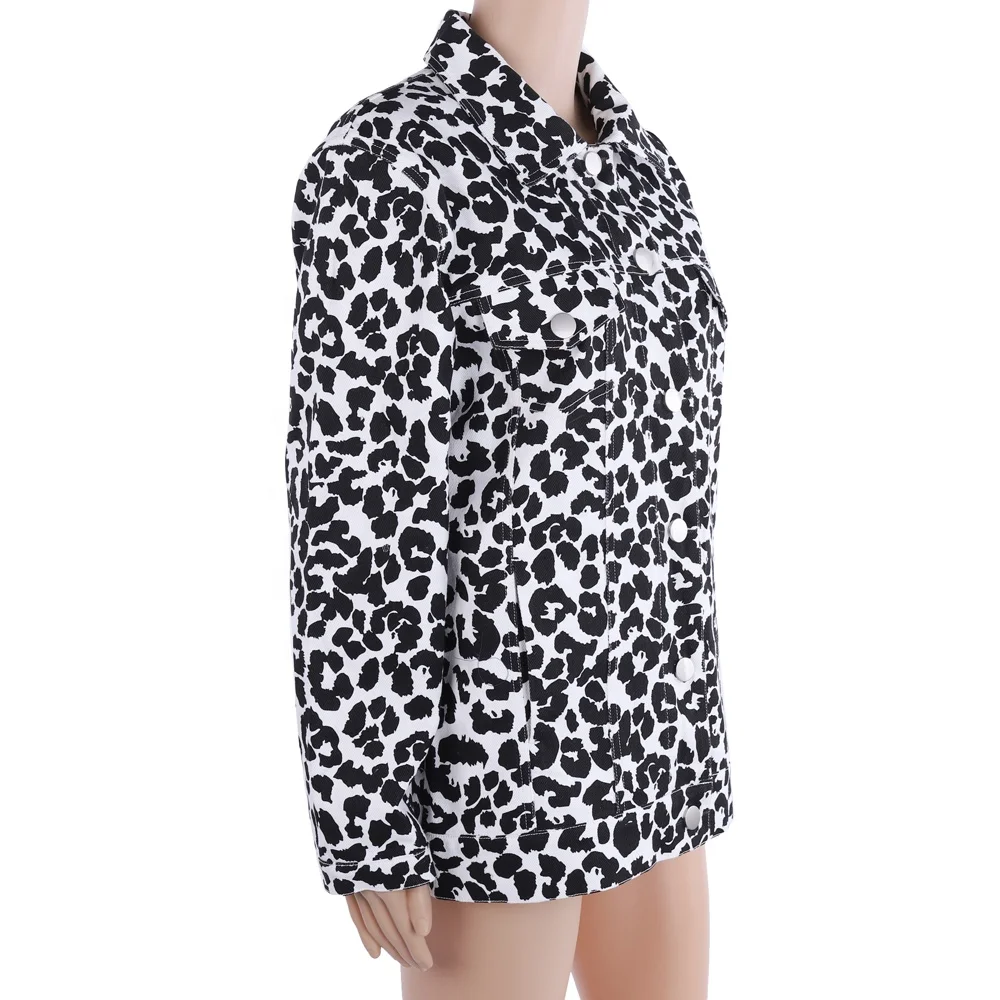 

Wholesale spring and autumn girls leopard print denim jacket, Solid