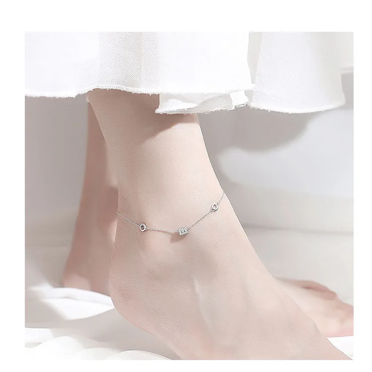

Designer TRENDY fashion Simplicity Europe and America style chain crystal anklets, Sliver