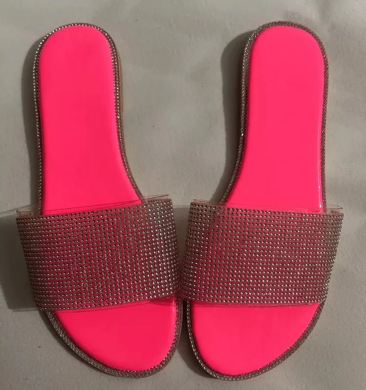 

Transparent Sandal Summer Outdoor Slippers Flat Sandals Beach Stripe And Women Summer Shoes