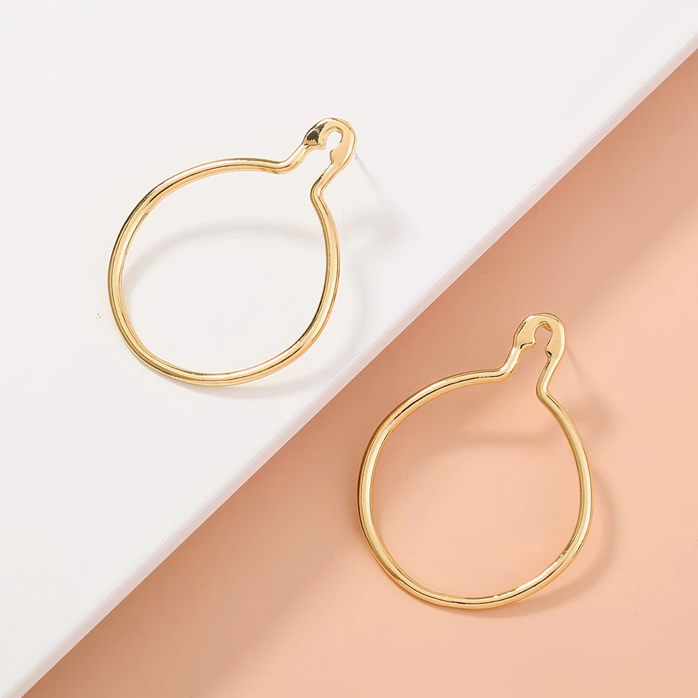 

Minimalist Fashion Unique Gold Custom Metal Big Hoop Stud Safety Pin Earrings Women Jewelry