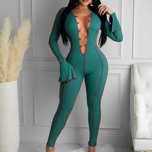 

Sexy V-neck with flared sleeve jumpsuit