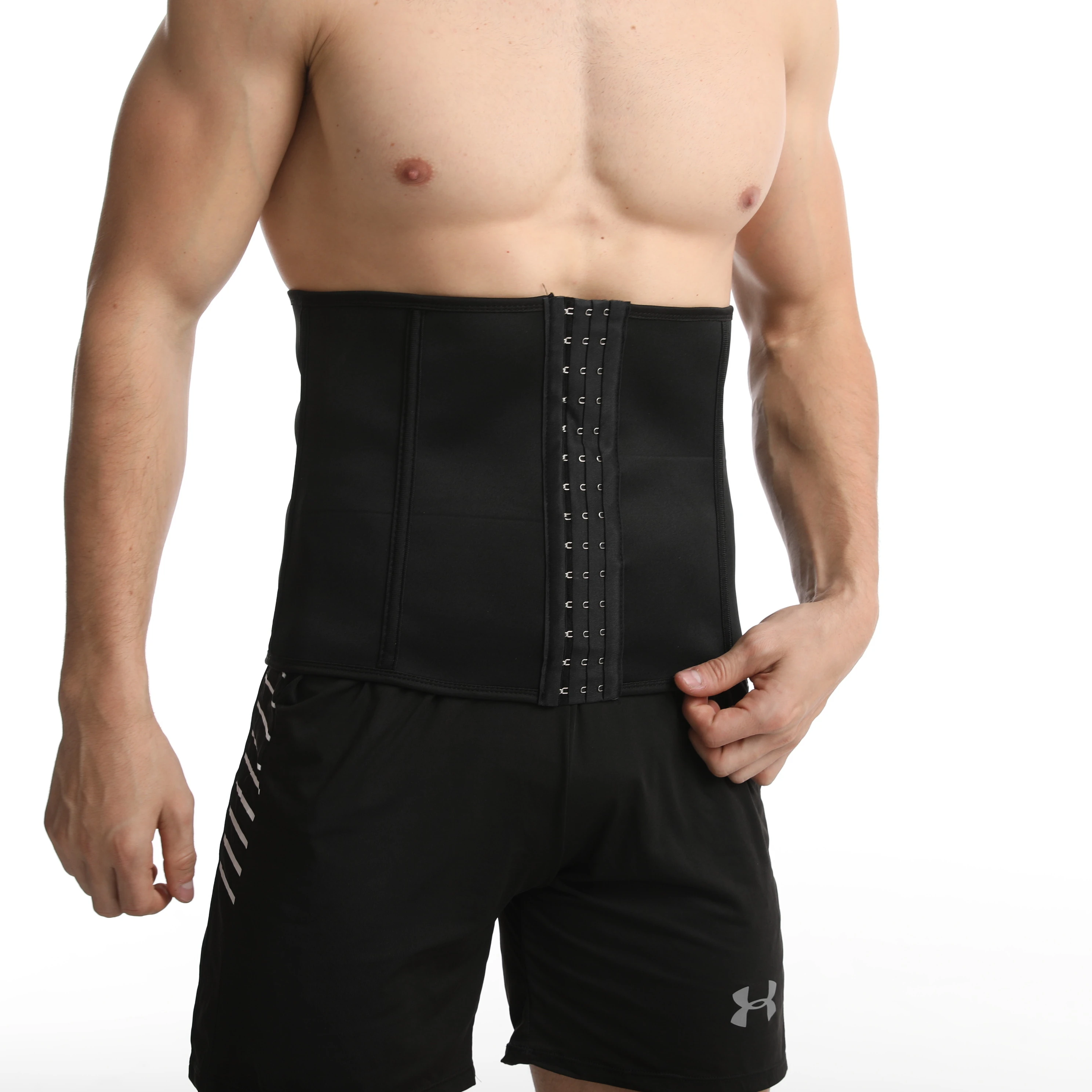 

Neoprene Waist Trainer for Men Black Waist Cincher Firm Tummy Slimming Male Corset Men Waist Belly Shaper