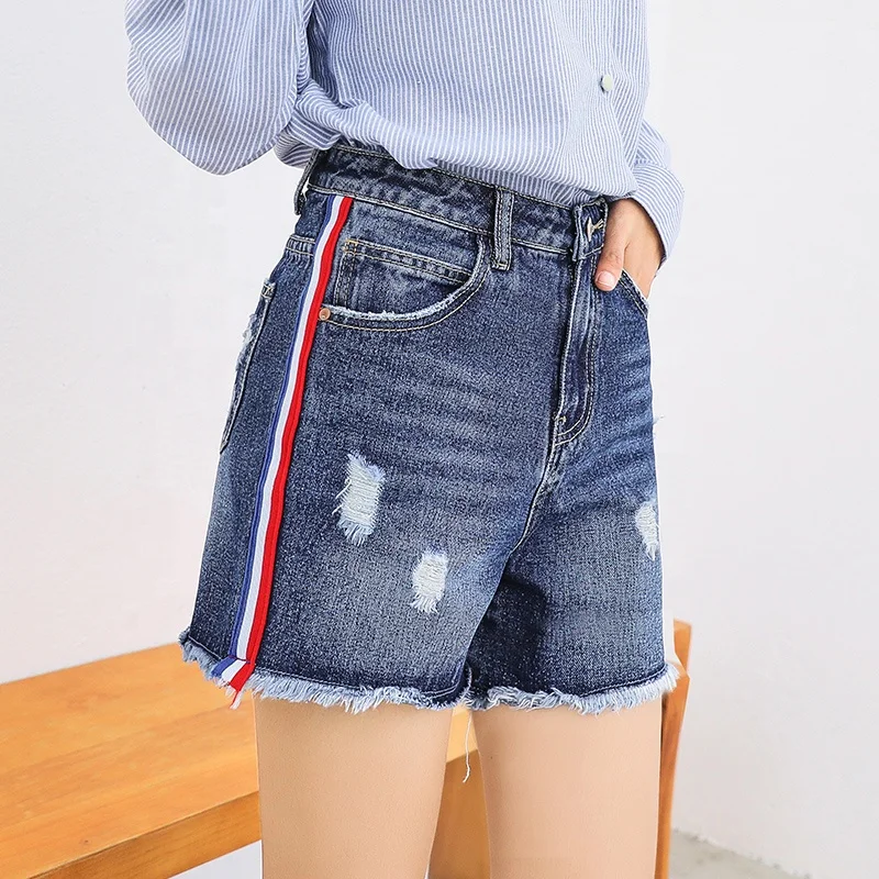 

Diznew High Waisted Slim Fashion Jeans Blue Striped Denim Women's Skinny Striped Jeans Shorts With Stripes