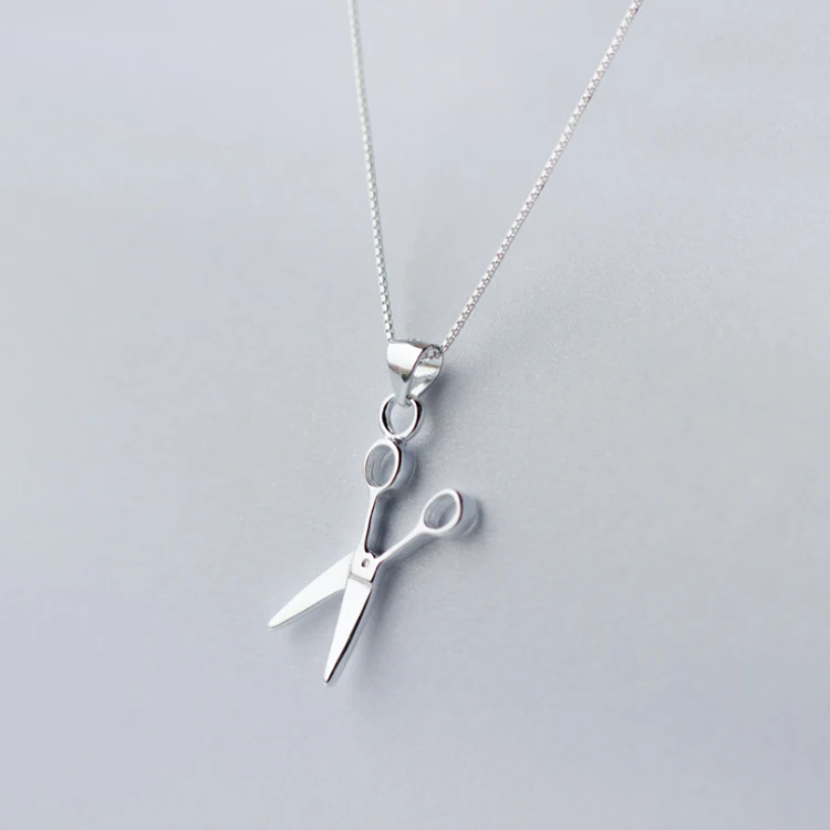 

Women Fashion Mini Charm Scissors Pendant Necklaces Sterling Silver 925 Jewelry Scissors Necklace, Picture