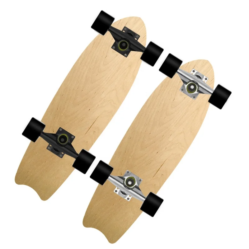 

New Thermal Transfer 7 ply maple fish skateboard wooden color land surf skateboard complete set, Wooden maple color
