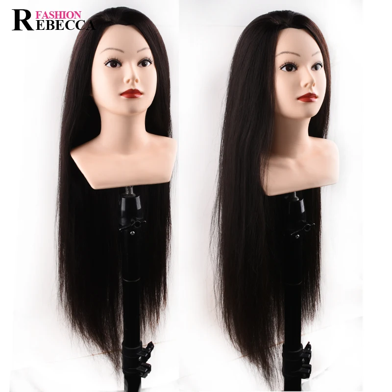 

Rebecca 20 22 24 inch human hair training mannequin head with shoulders training head mannequin for hair dresser, Natural