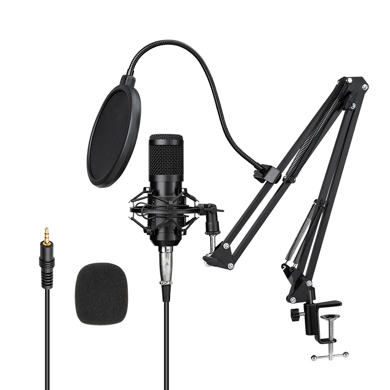 

Wholesale BM800 Condenser Gaming 3.5mm Microphone Kit Cable Professional Studio Microphone for Recording Singing Streaming