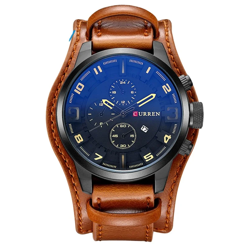 

CURREN 8225 High-end Casual Men's Dial Calendar Watch Waterproof Blue light Quartz Leather Wrist-watch, Mix