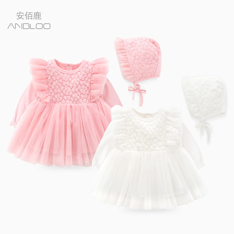 

Fashion frock design newborn full sleeve infant baby girl dress romper baby clothing newborn baby clothes, Pink/white