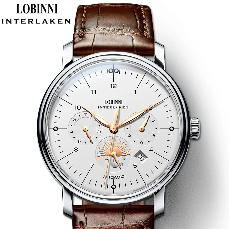 

Lobinni Dropshipping Luxury Watches Men Jam Tangan Watch Mechanical Stainless Steel Round SAPPHIRE Crystal 5 ATM for Man