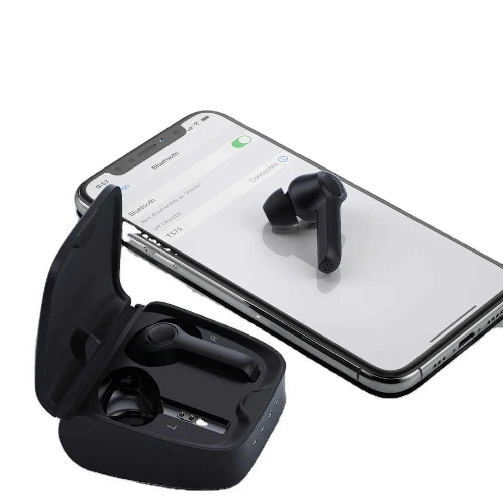 

Original Manufacutre 2021 High Quality Wireless Ear Buds Earbuds Headphon OEM TWS with Microphone Leather Case