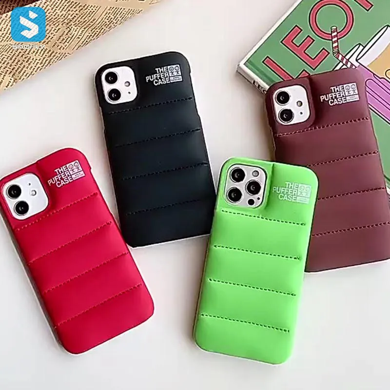 

Fashion Brand Puffer Case Cotton Down Jacket Silicone Mobile phone Cases Puffer Case Back Cover For iPhone 13 phone accessories, Multi