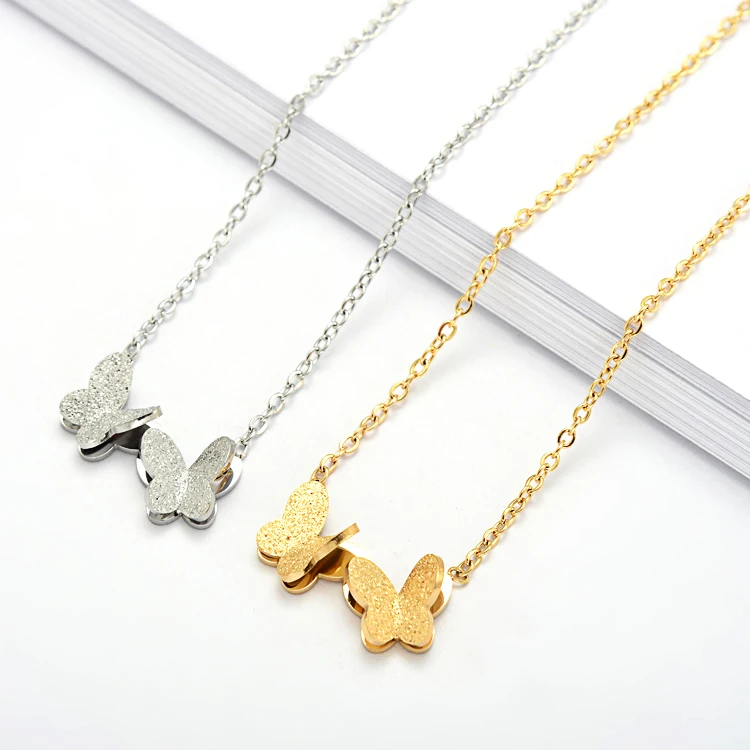 

Quality Stainless Chain Women Plated Gold Trendy Necklace Butterfly Jewelry