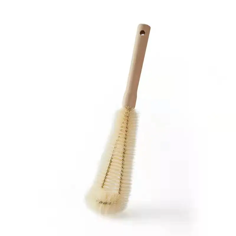 

Long wooden handle sisal bristle brush wheel kitchen dish brush water bottle cleaning brush, Blue handle