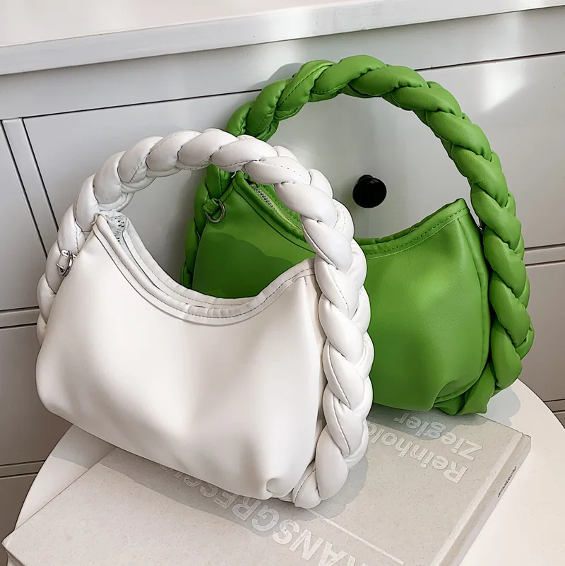 

Trendy brand summer colorful small designer tote hand bags ladies 2022 fashion twist strap sling cross body purses for women, Black, white, green, blue, pink