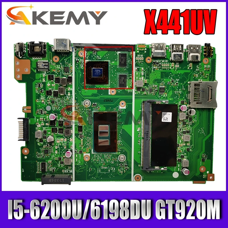 

Akemy X441UV Laptop motherboard for ASUS VivoBook A441U A441UV original mainboard 4GB-RAM I5-6200U/6198DU GT920M