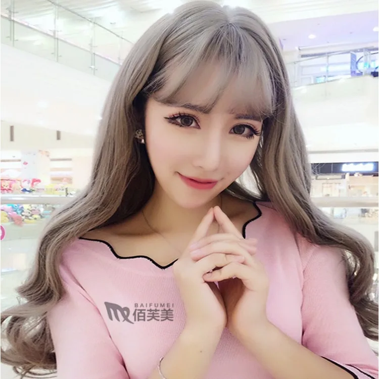 

Dropshipping Granny Grey Wig Female Long Curly Hair Big Wave Japanese and Korean Romantic Curly Hair