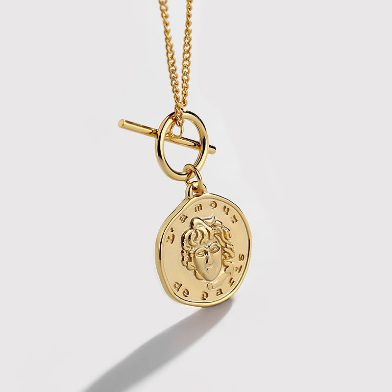 

A324A European style 24kgp women coin Y shaped Necklace by Moyu