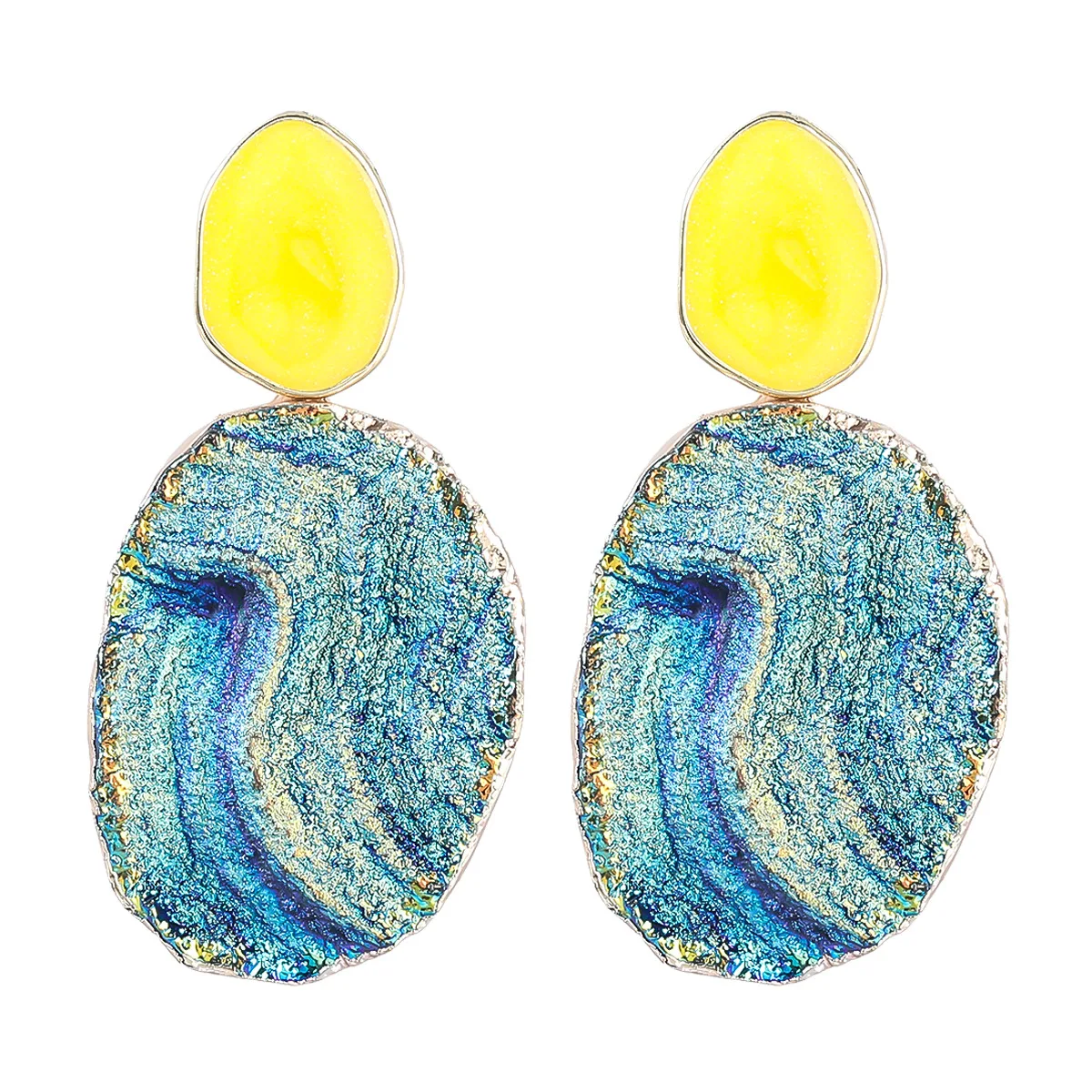 

C&J Creative Geometric Van Gogh's Starry Sky Irregular Enamel Resin Earrings For Patry