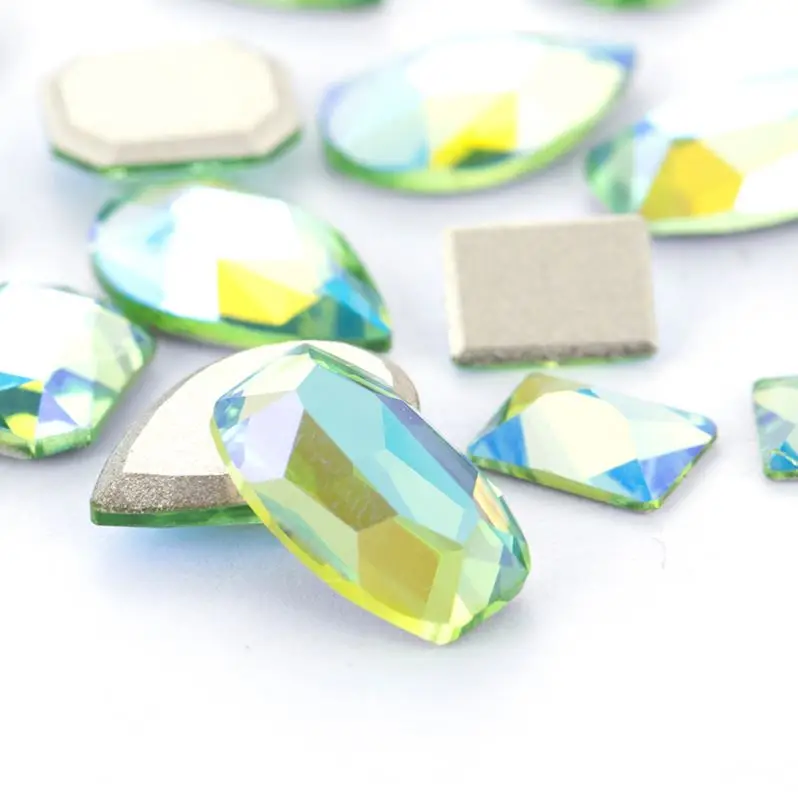 

Xiaopu Peridot SI K9 Glass Nail Salon Supply Flat Back Rhinestone Accessories Nail art Stone Press on Nail