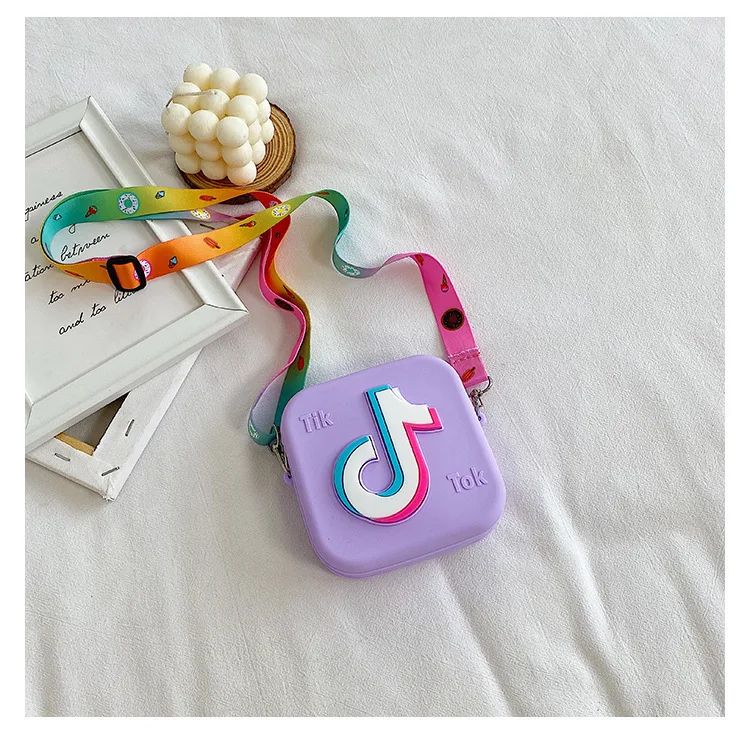 

Ins Newest Tik Tok Cartoon Kids Bag Mini Square Silicone Jelly Shoulder Bag Cute Coin Purse Bag Small Handbag For Kids