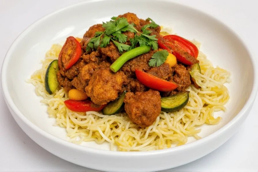 Vegetable tikka masala served with rice and naan
