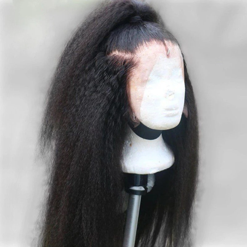 

100% remy kinky straight wigs human hair 130% density brazilian human hair 13*4lace front wig with baby hair for black woman