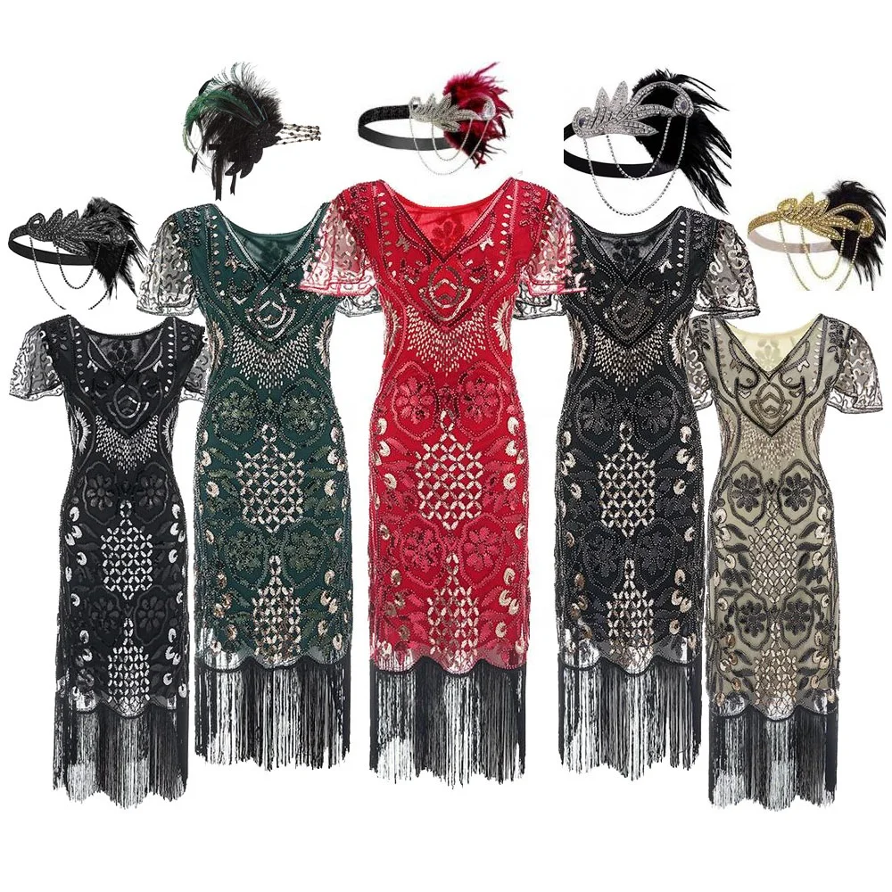 

ecowalson 1920 Dresses for Women Gatsby Dresses for Women Sequin Flapper Dress 1920s Great Gatsby Themed Roaring 20s